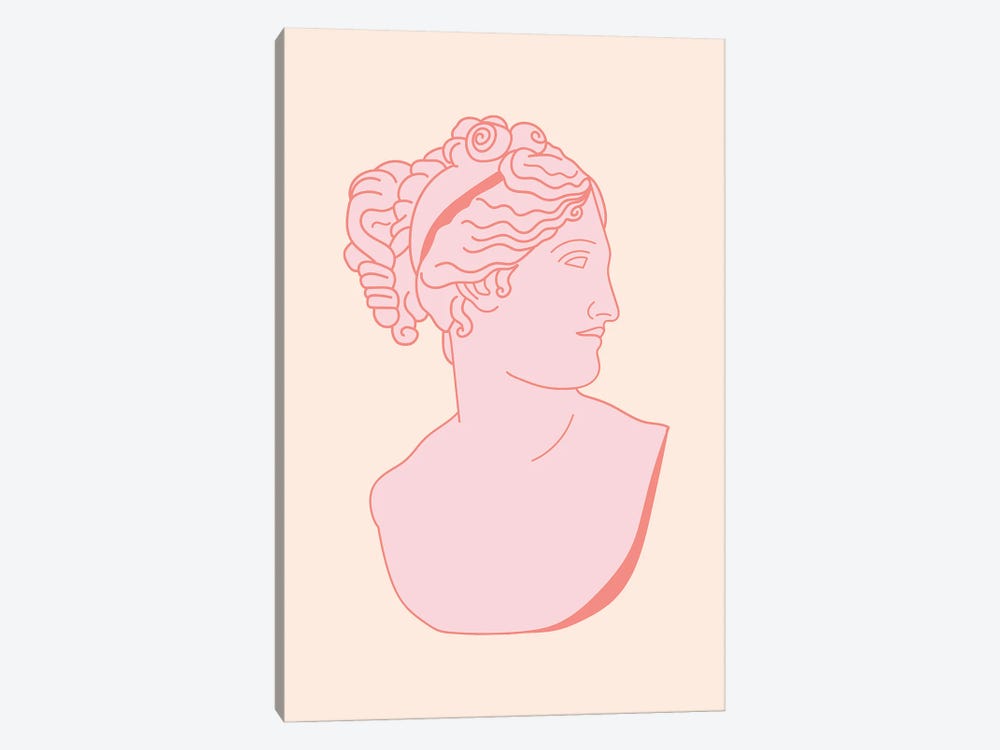 Pink Female Bust Ancient Art by Grace Digital Art Co 1-piece Canvas Wall Art