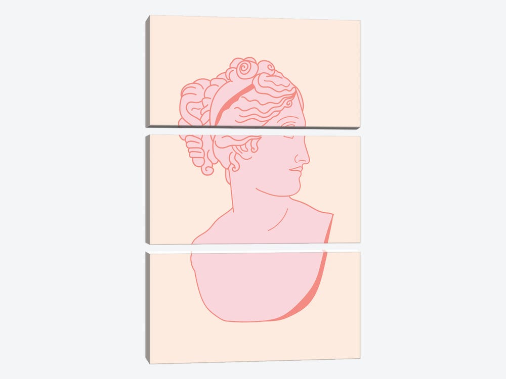 Pink Female Bust Ancient Art by Grace Digital Art Co 3-piece Canvas Artwork