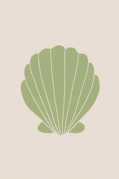 Sea Shells: Green Clam Shell by Grace Digital Art Co