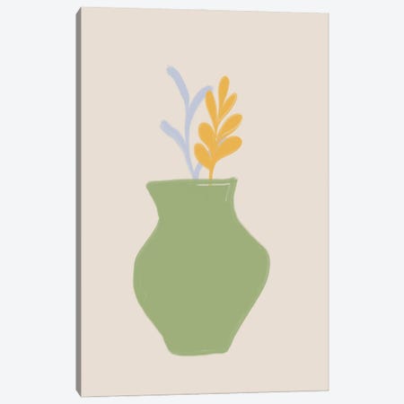 Green Scandi Vase Canvas Print #RAB440} by Ruby and B Canvas Wall Art