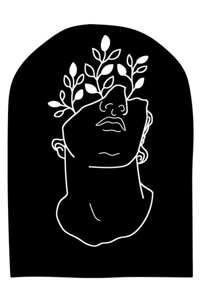 Grace Digital Art Co: Black And White Ancient Aesthetic Male by Grace Digital Art Co