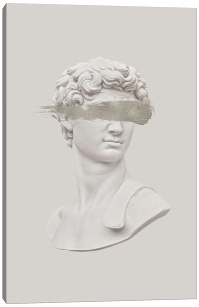 Grey David Canvas Art Print - The Statue of David Reimagined