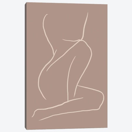 Brown Female Line Art Canvas Print #RAB463} by Ruby and B Canvas Art