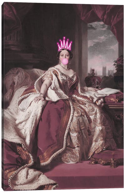Queen Victoria Bubble Gum Canvas Art Print - Historical Fashion Art