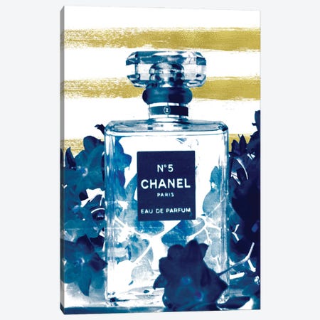 Blue Perfume Bottle Canvas Print #RAB467} by Ruby and B Art Print