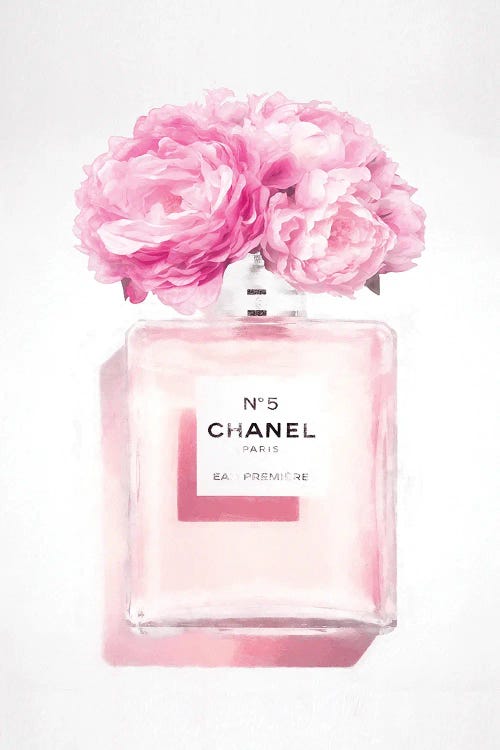 Framed Canvas Art (Champagne) - Soft Pink Perfume Bottle by Grace Digital Art Co ( Fashion > Hair & Beauty > Perfume Bottles art) - 26x18 in