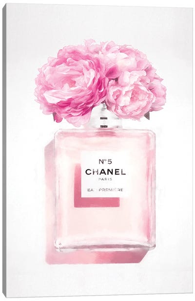 Soft Pink Perfume Bottle Canvas Art Print - Grace Digital Art Co