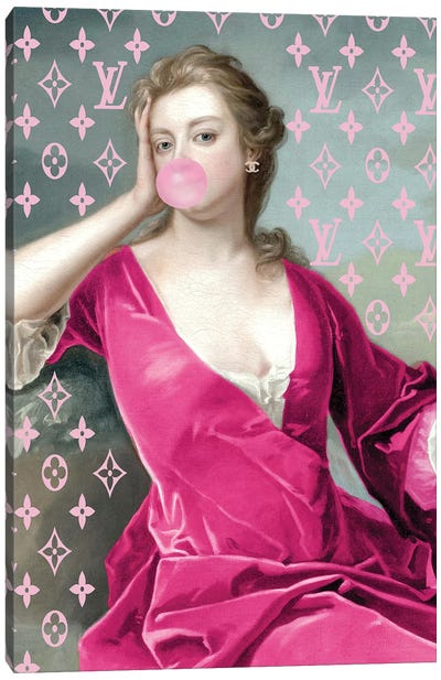 Hot Pink Fashion Duchess Canvas Art Print - Historical Fashion Art