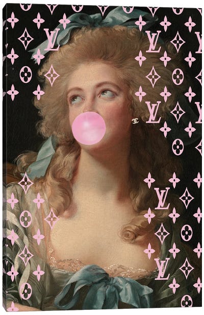 Madame Of Fashion Canvas Art Print - Bubble Gum