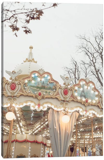 Merry Go Round Tuileries Canvas Art Print - Amusement Park Art