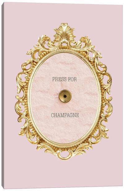 Press For Champagne Blush Canvas Art Print - Witty Humor Art