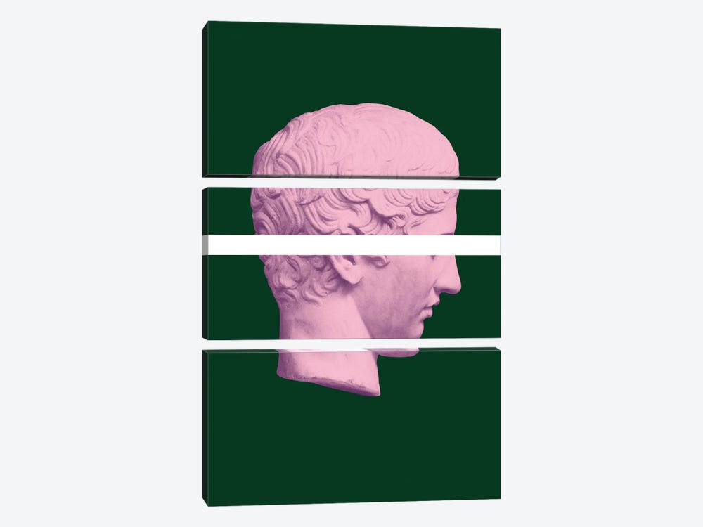 Ancient Greek Head Pink And Green by Grace Digital Art Co 3-piece Canvas Artwork