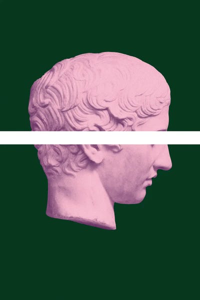 Grace Digital Art Co: Ancient Greek Head Pink And Green by Grace Digital Art Co