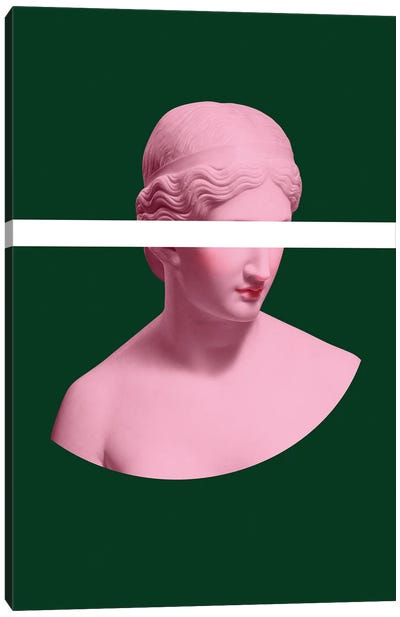 Ancient Greek Woman Pink And Green Canvas Art Print - Grace Digital Art Co