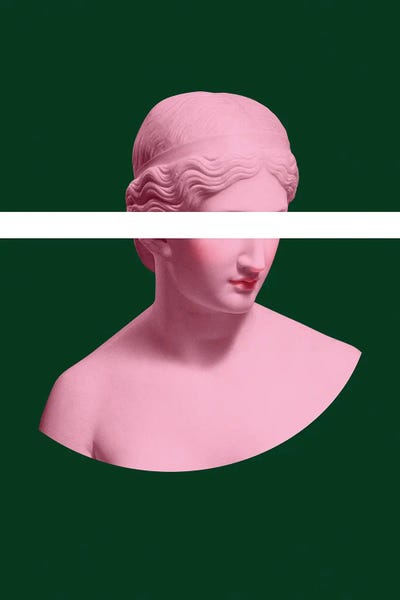 Sculptures & Statues: Ancient Greek Woman Pink And Green by Grace Digital Art Co