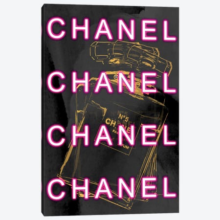 Neon Chanel Canvas Print #RAB505} by Ruby and B Canvas Wall Art