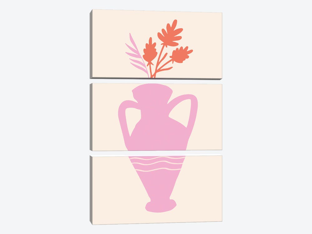 Pink Vase by Grace Digital Art Co 3-piece Canvas Print