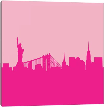 NYC In Pink Canvas Art Print - Famous Monuments & Sculptures