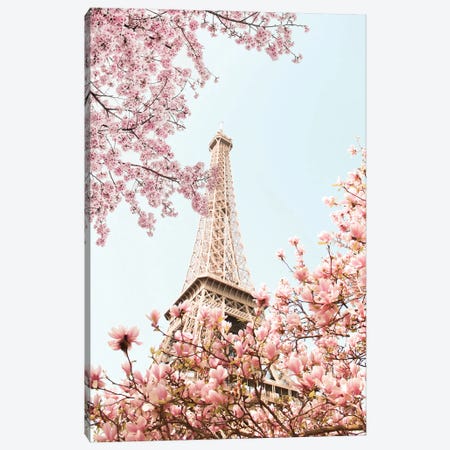 Eiffel Tower Blossoms Canvas Print #RAB512} by Grace Digital Art Co Canvas Artwork