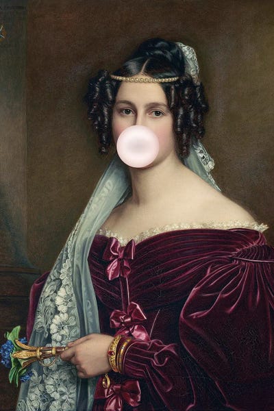 Historical Fashion: Bubble Gum Altered Art by Grace Digital Art Co