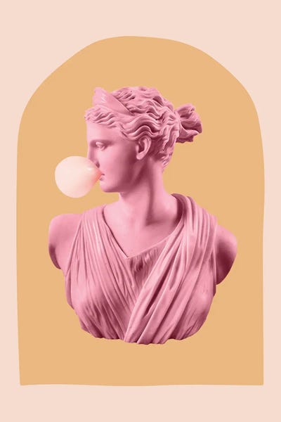 Sculptures & Statues: Bubble-Gum Goddess Pink by Grace Digital Art Co