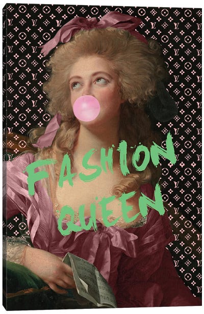 Fashion Queen - Green Canvas Art Print - Bubble Gum