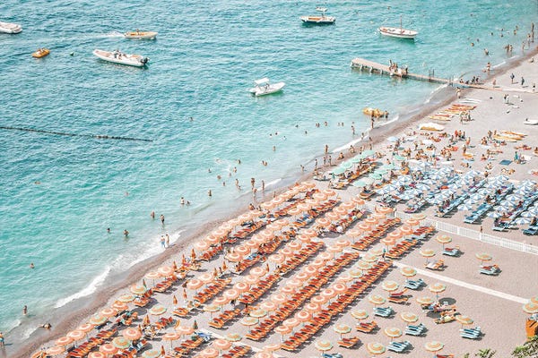 Aerial Beaches: Positano Beach Umbrella's by Grace Digital Art Co