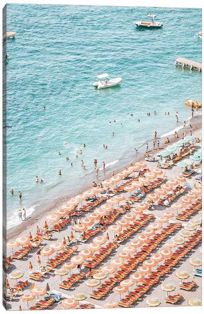 Positano Beach Aerial View Canvas Art Print - Amalfi Coast Art
