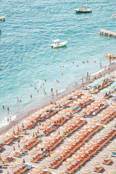 Grace Digital Art Co: Positano Beach Aerial View by Grace Digital Art Co