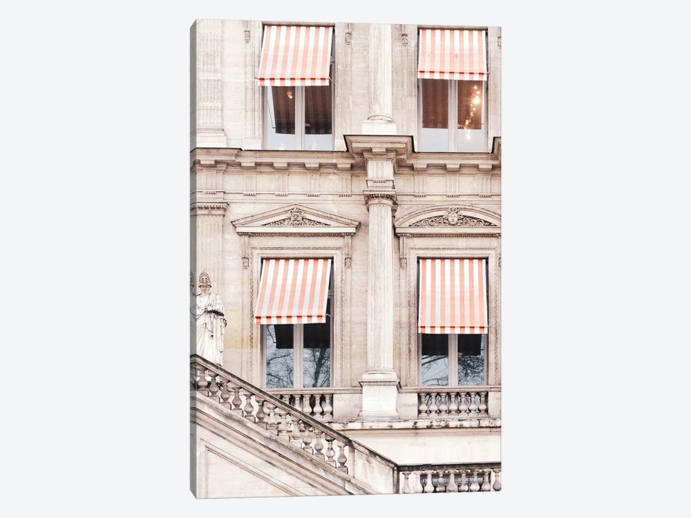 Paris Building With Orange And White Striped Awning by Grace Digital Art Co 1-piece Canvas Art
