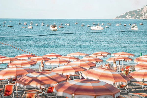 Grace Digital Art Co: Amalfi Coast Beach Scene by Grace Digital Art Co