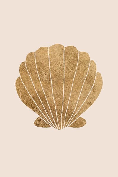 Grace Digital Art Co: Gold Clam Shell by Grace Digital Art Co