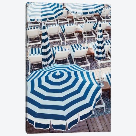 Striped Beach Umbrellas Canvas Print #RAB565} by Grace Digital Art Co Canvas Artwork