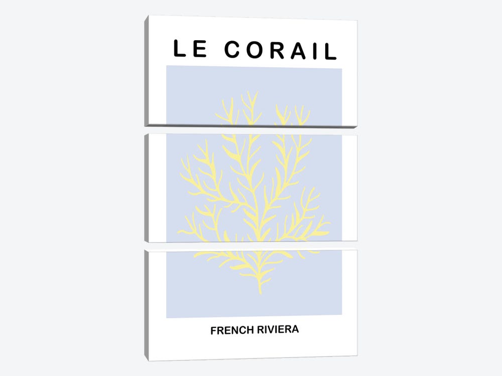 French Riviera Coral by Grace Digital Art Co 3-piece Canvas Art Print