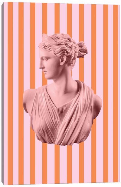 Pink And Orange Goddess Canvas Art Print - Stripe Patterns