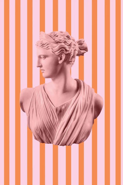 Stripes: Pink And Orange Goddess by Grace Digital Art Co