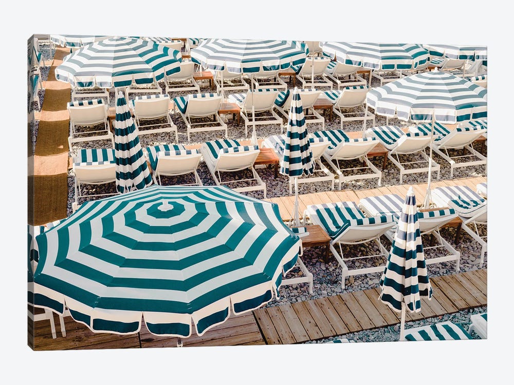 Striped Beach Umbrellas III by Grace Digital Art Co 1-piece Canvas Artwork