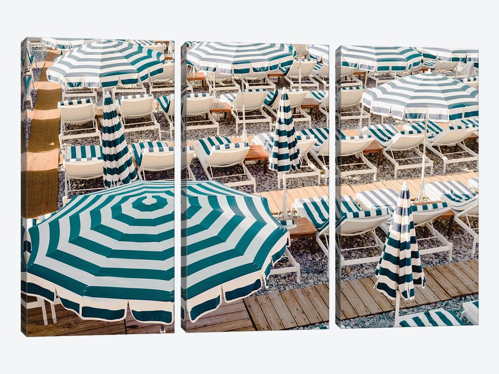 Striped Beach Umbrellas III by Grace Digital Art Co 3-piece Canvas Wall Art