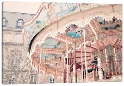 Parisian Carousel Canvas Art Print - Amusement Park Art