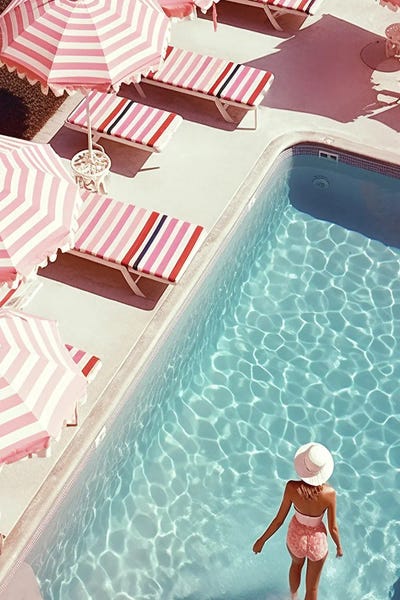 Umbrellas: Pink Miami Swimming Pool by Grace Digital Art Co