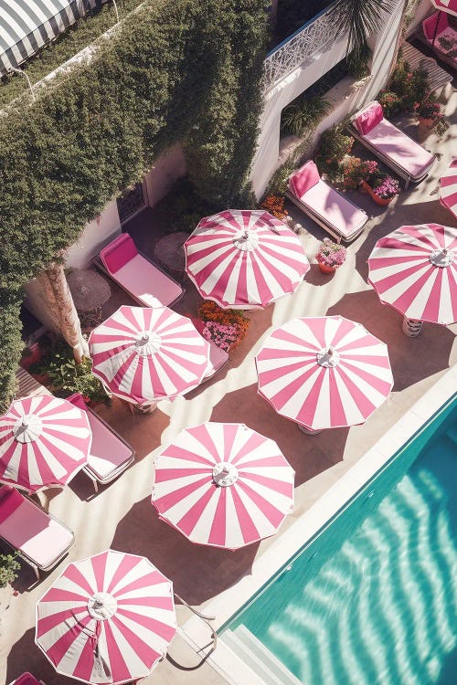 Striped Pool Umbrellas