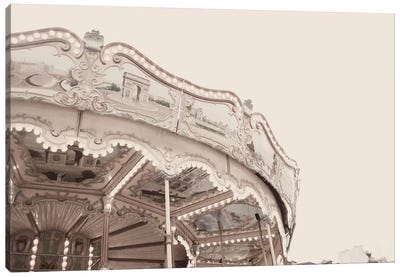 Carousel Belle Epoque Pale Canvas Art Print - Amusement Park Art