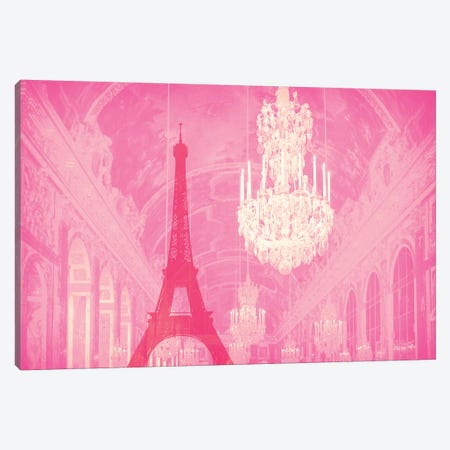 Chandelier Eiffel Tower Rose Canvas Print #RAB81} by Grace Digital Art Co Canvas Art