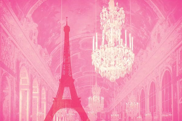 Grace Digital Art Co: Chandelier Eiffel Tower Rose by Grace Digital Art Co