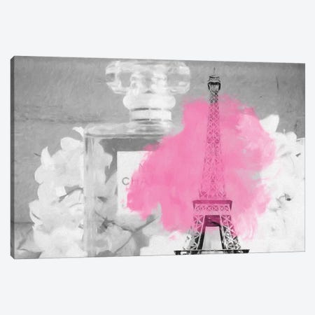 Paris Perfume Pink Splatter Canvas Print #RAB86} by Grace Digital Art Co Canvas Print