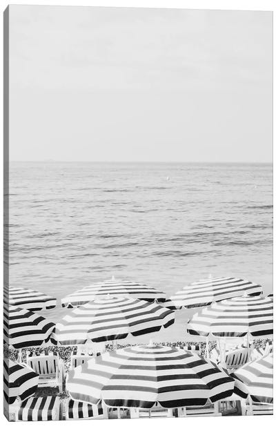 Riviera Umbrellas Black And White Canvas Art Print - Grace Digital Art Co