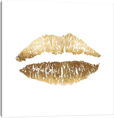 Gold Lips Print Canvas Art Print - Minimalist Bathroom Art
