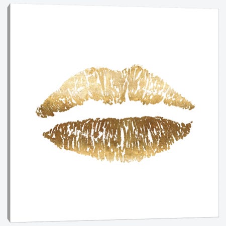 Gold Lips Print Canvas Print #RAB95} by Ruby and B Canvas Wall Art