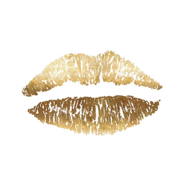 Grace Digital Art Co: Gold Lips Print by Grace Digital Art Co