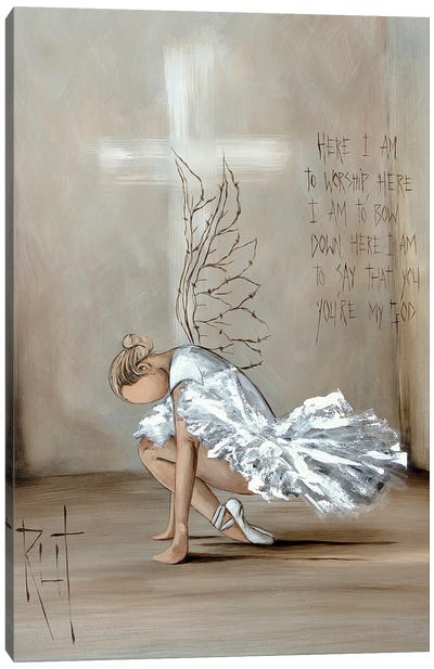 Here I Am To Worship Canvas Art Print - Angel Art